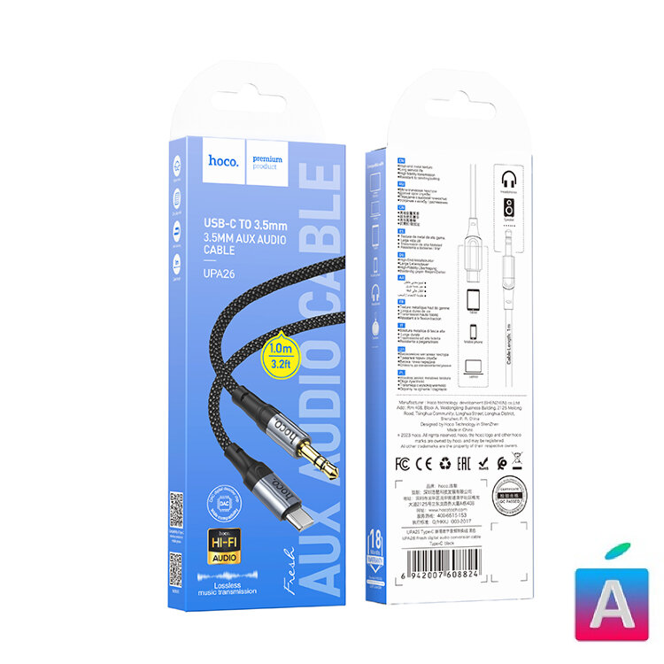 Кабель-аудио Type-C на Aux 3,5mm 1m Hoco UPA26